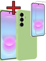 BTH BTH Samsung Galaxy A37 Hoesje Siliconen Met Screenprotector - Groen