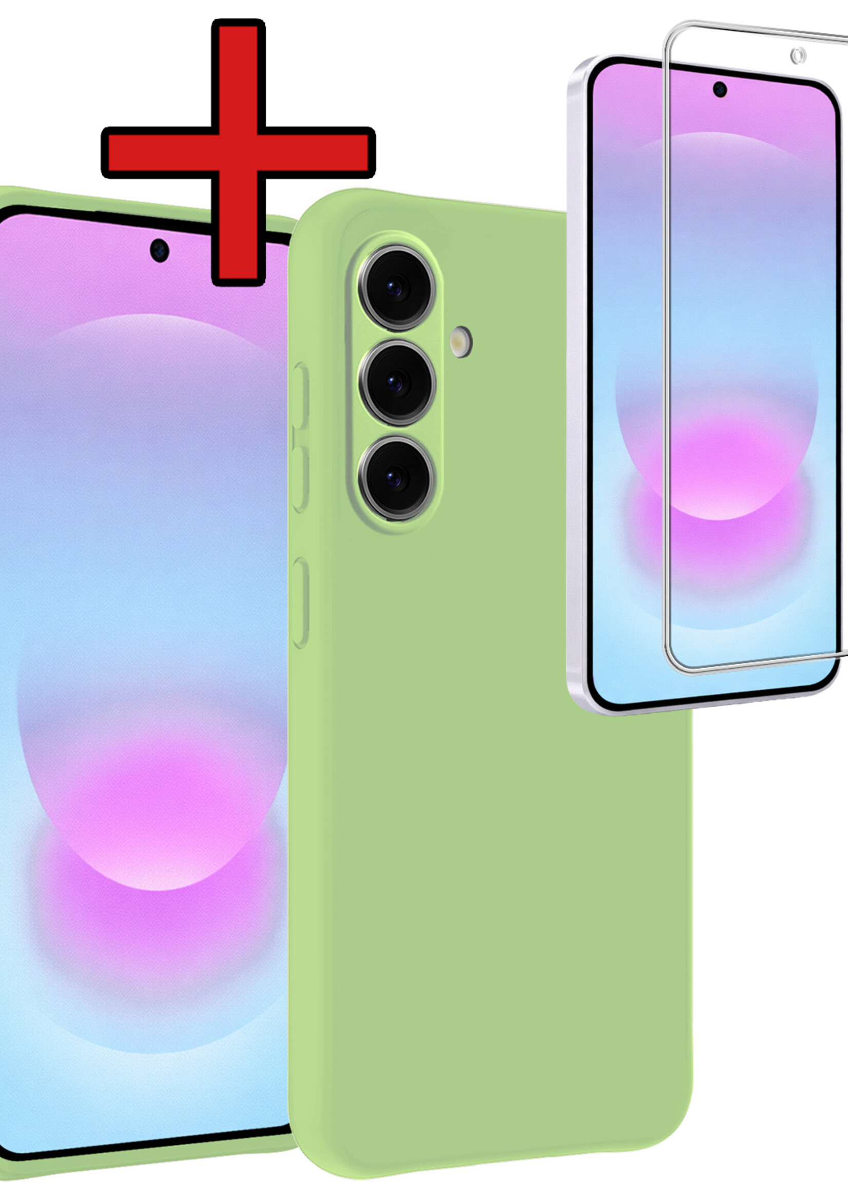 BTH BTH Samsung Galaxy A37 Hoesje Siliconen Met Screenprotector - Groen