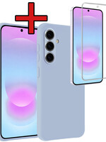 BTH BTH Samsung Galaxy A37 Hoesje Siliconen Met Screenprotector - Lichtblauw