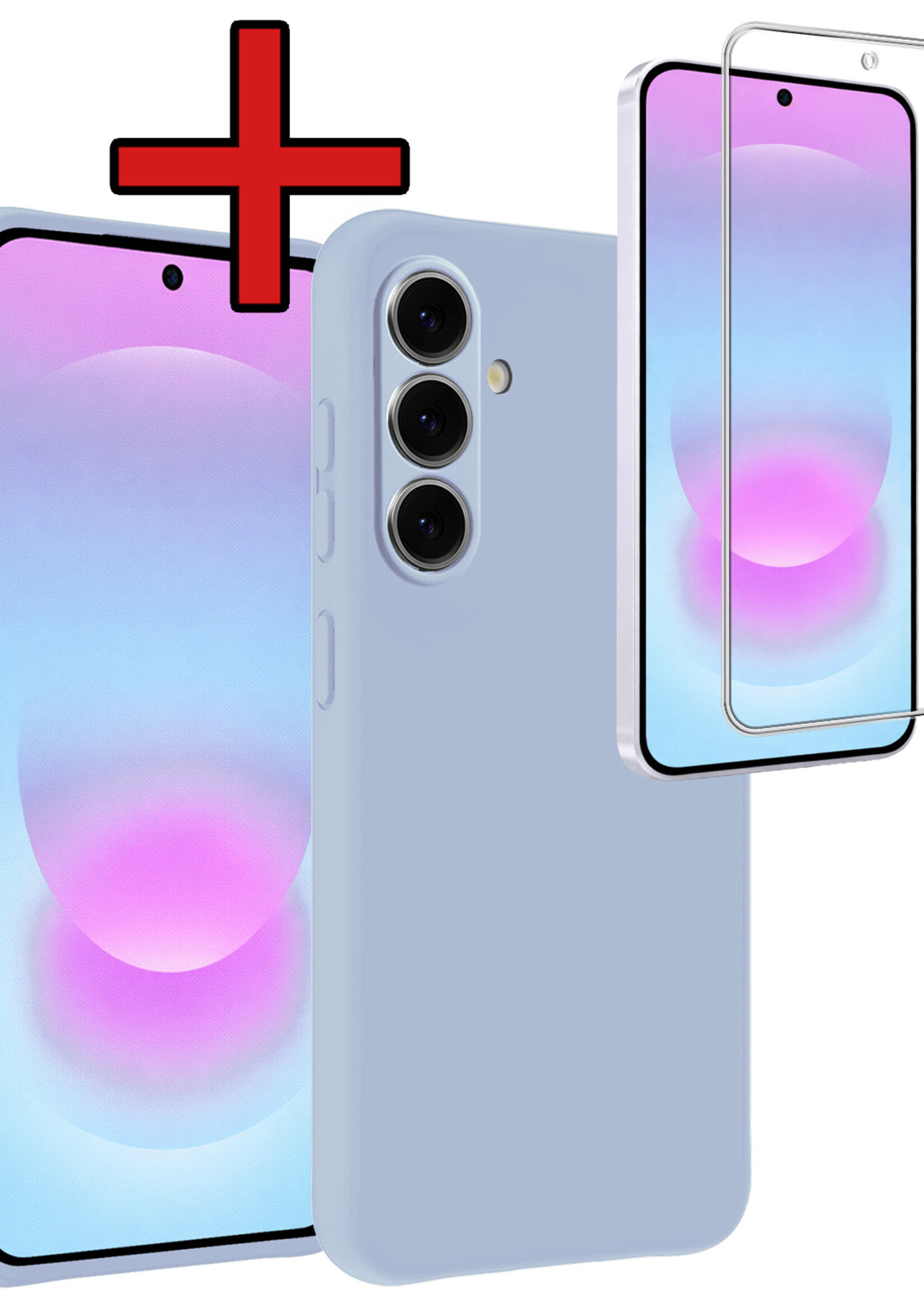 BTH BTH Samsung Galaxy A37 Hoesje Siliconen Met Screenprotector - Lichtblauw