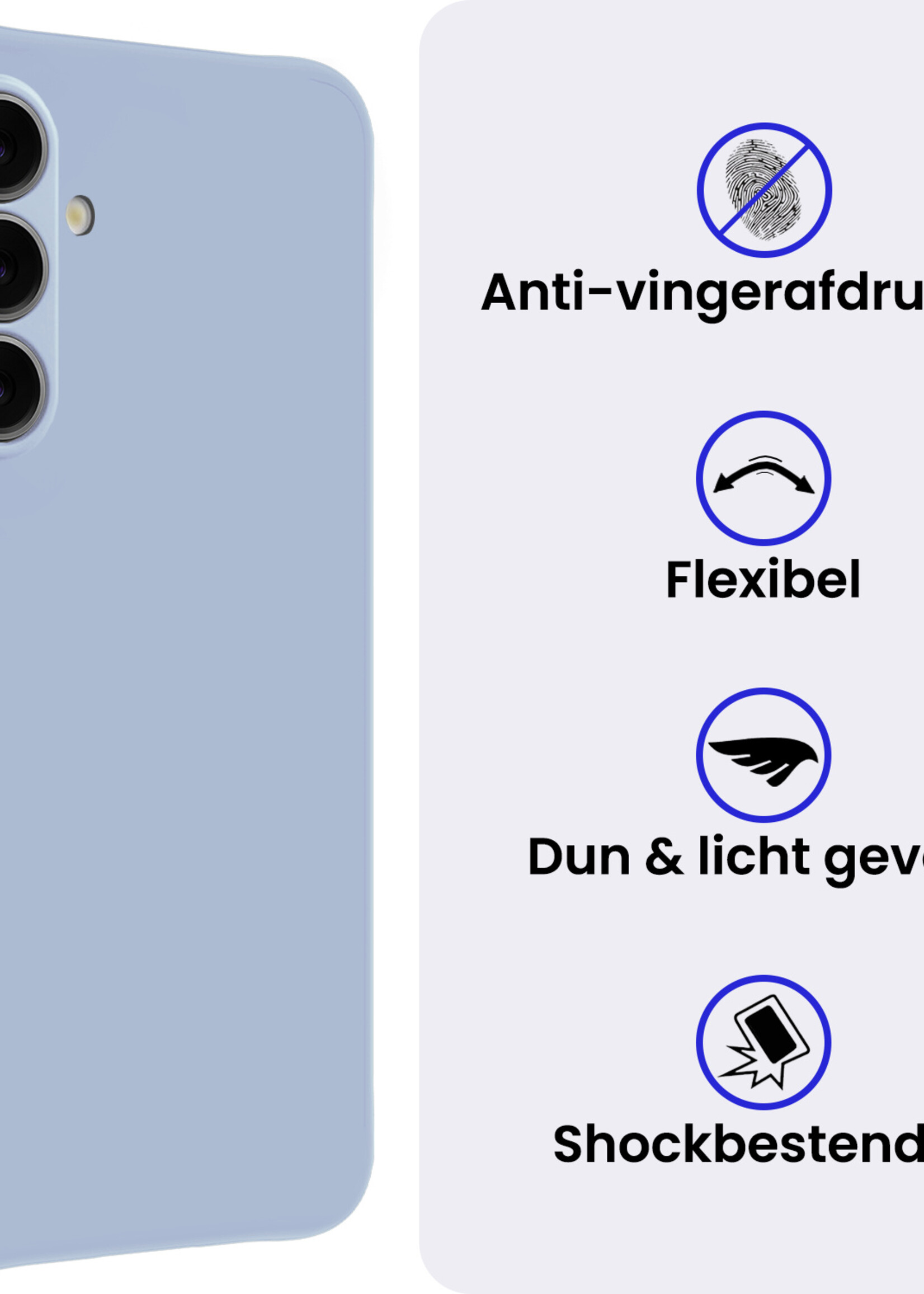 BTH BTH Samsung Galaxy A37 Hoesje Siliconen Met Screenprotector - Lichtblauw