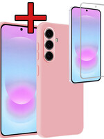 BTH BTH Samsung Galaxy A37 Hoesje Siliconen Met Screenprotector - Lichtroze