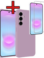 BTH BTH Samsung Galaxy A37 Hoesje Siliconen Met Screenprotector - Lila