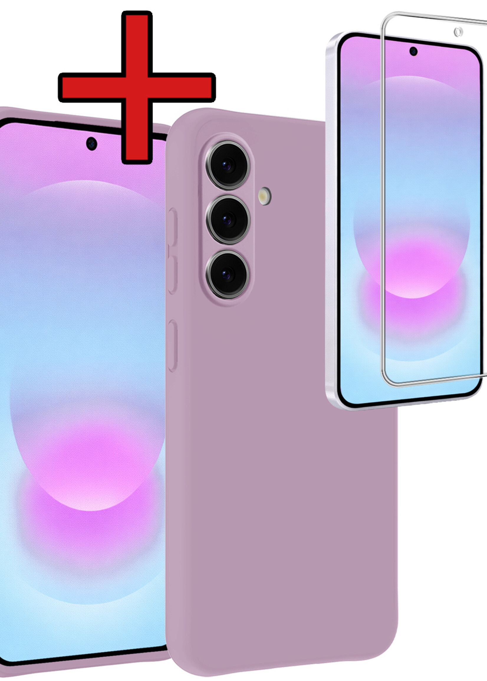 BTH BTH Samsung Galaxy A37 Hoesje Siliconen Met Screenprotector - Lila