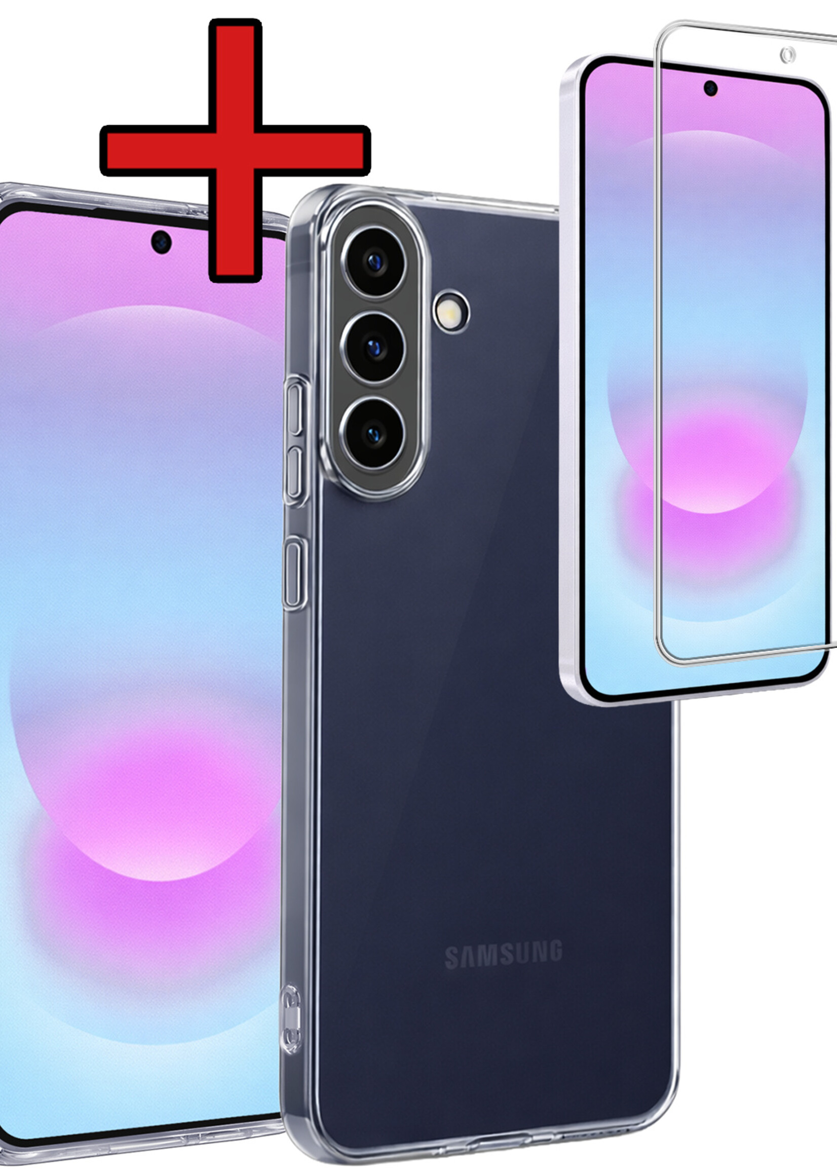 BTH BTH Samsung Galaxy A37 Hoesje Siliconen Met Screenprotector - Transparant