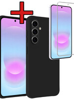 BTH BTH Samsung Galaxy A37 Hoesje Siliconen Met Screenprotector - Zwart