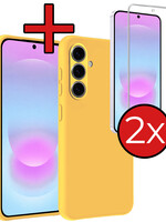BTH BTH Samsung Galaxy A37 Hoesje Siliconen Met 2x Screenprotector - Geel
