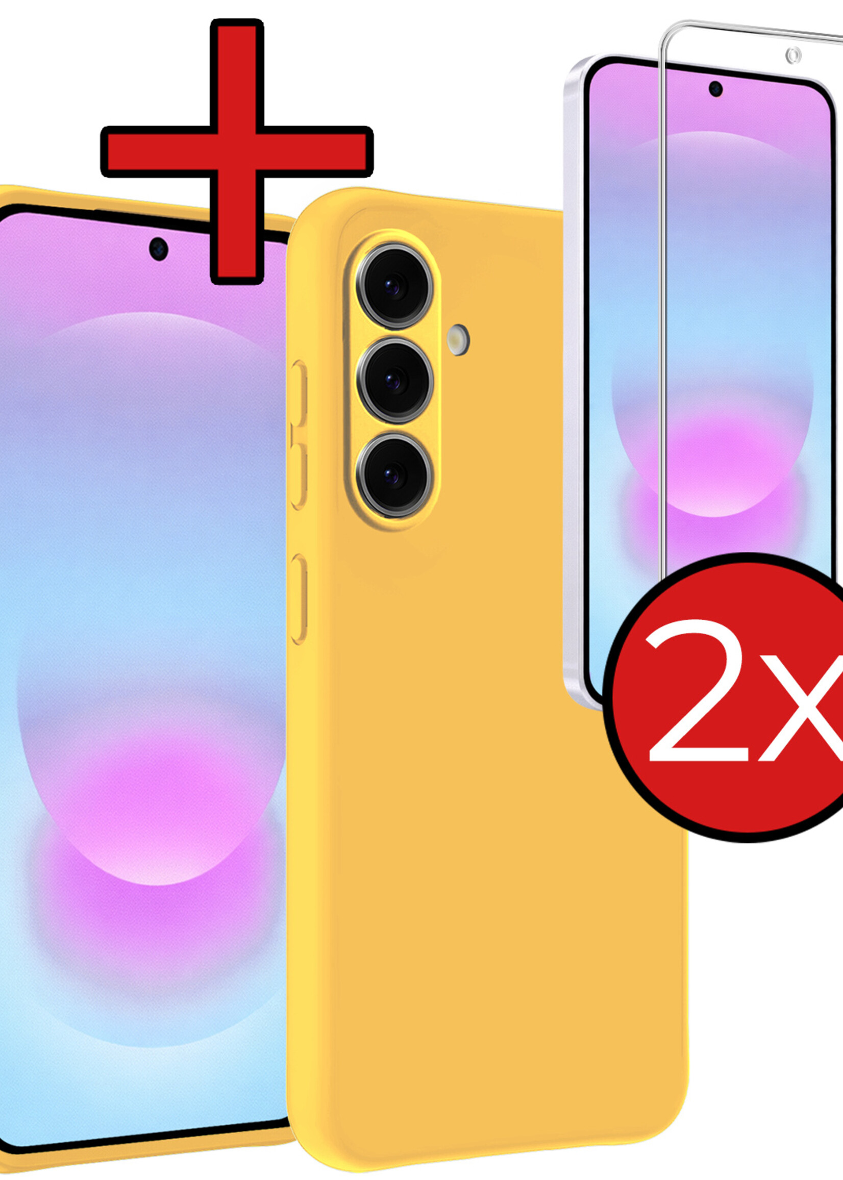 BTH BTH Samsung Galaxy A37 Hoesje Siliconen Met 2x Screenprotector - Geel