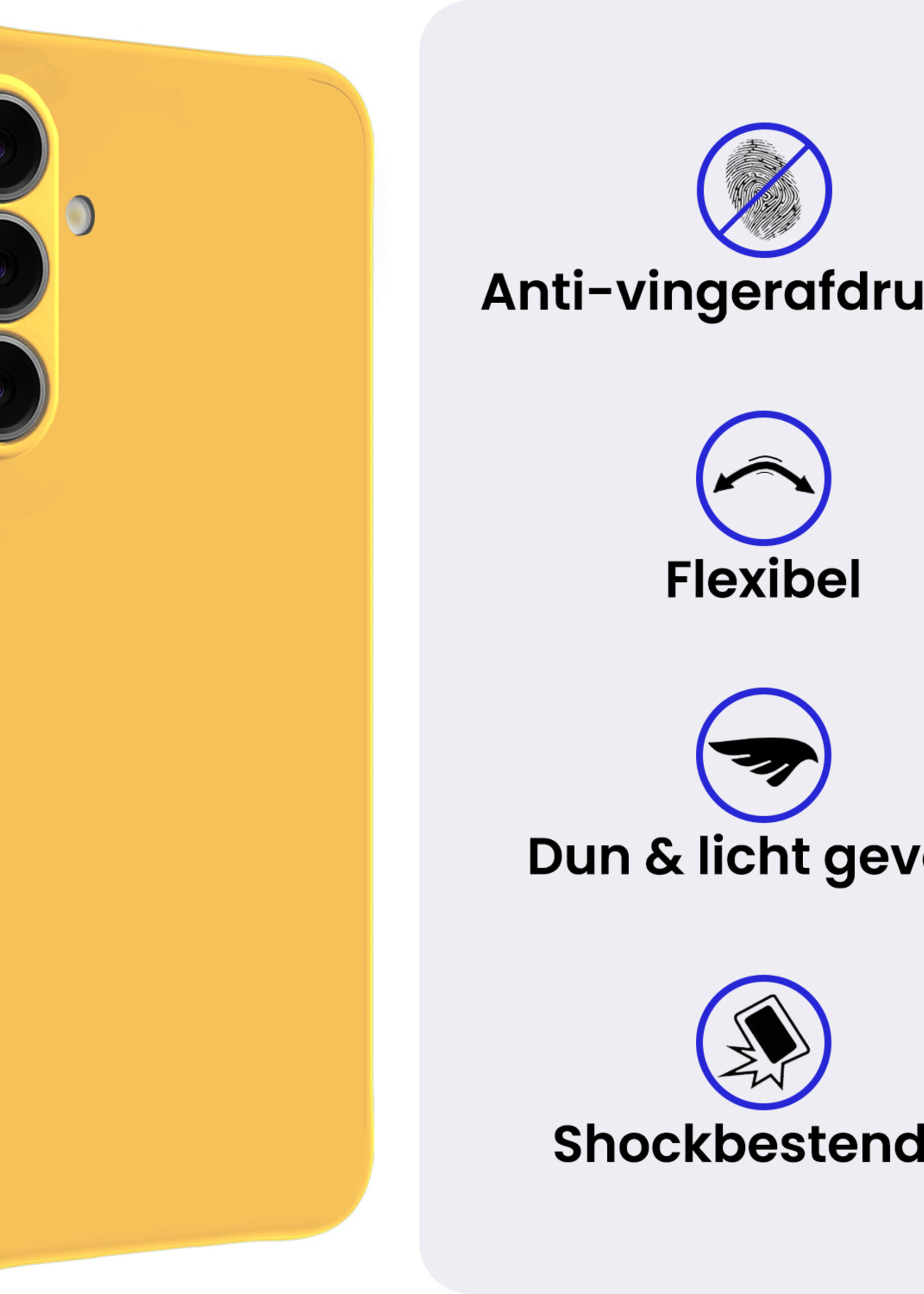 BTH BTH Samsung Galaxy A37 Hoesje Siliconen Met 2x Screenprotector - Geel