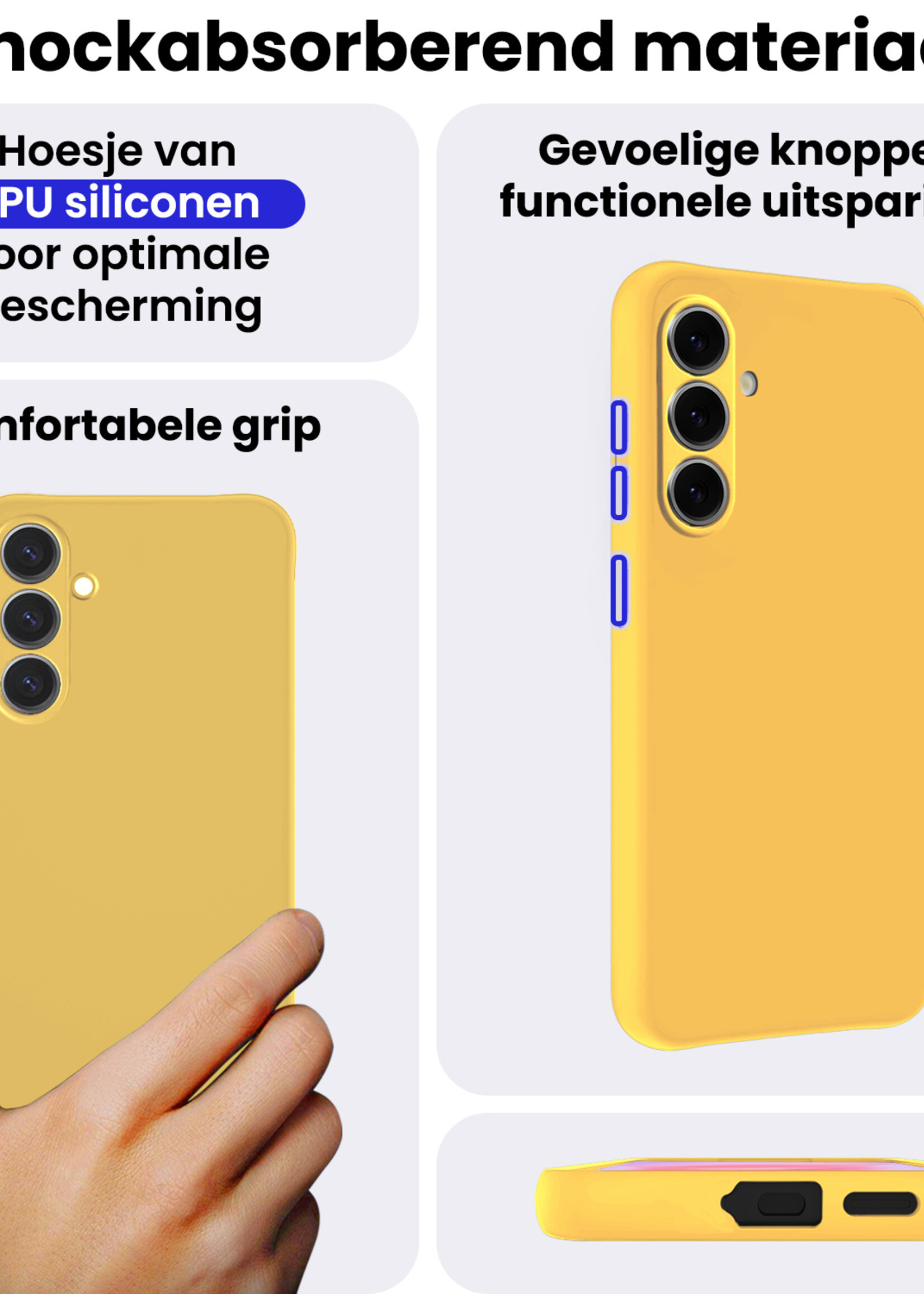 BTH BTH Samsung Galaxy A37 Hoesje Siliconen Met 2x Screenprotector - Geel