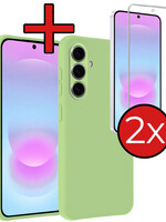 BTH BTH Samsung Galaxy A37 Hoesje Siliconen Met 2x Screenprotector - Groen
