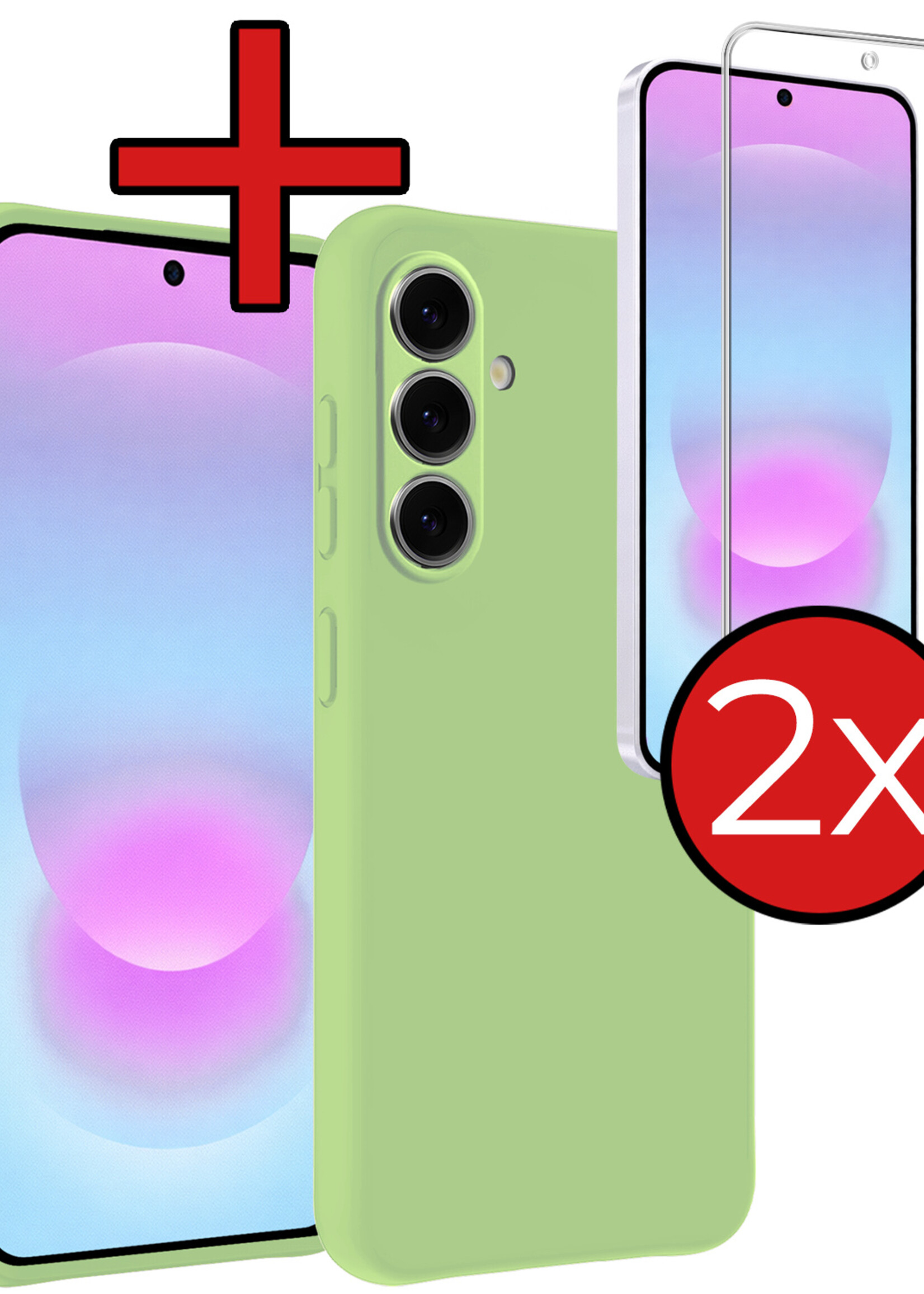 BTH BTH Samsung Galaxy A37 Hoesje Siliconen Met 2x Screenprotector - Groen