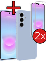 BTH BTH Samsung Galaxy A37 Hoesje Siliconen Met 2x Screenprotector - Lichtblauw