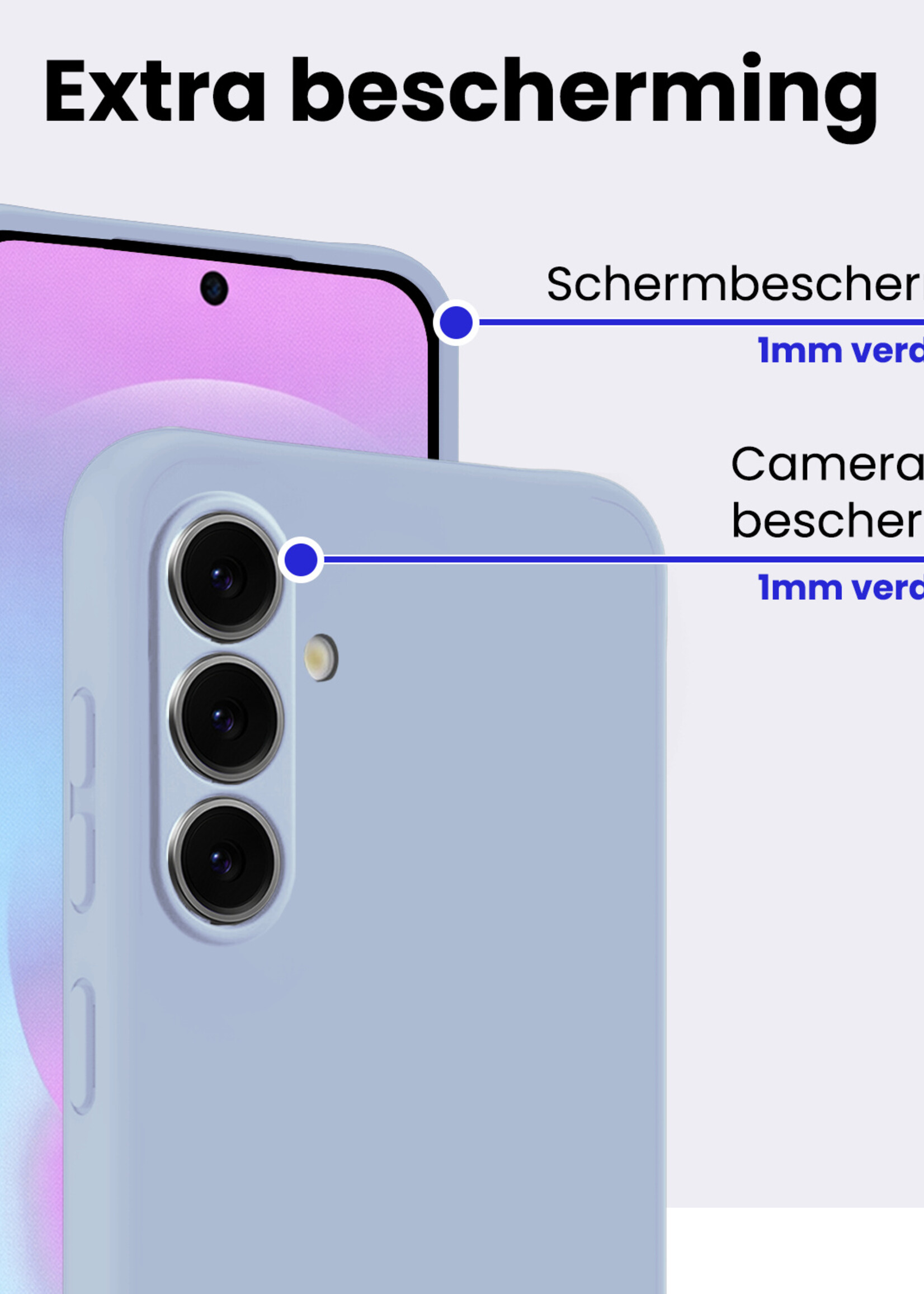 BTH BTH Samsung Galaxy A37 Hoesje Siliconen Met 2x Screenprotector - Lichtblauw