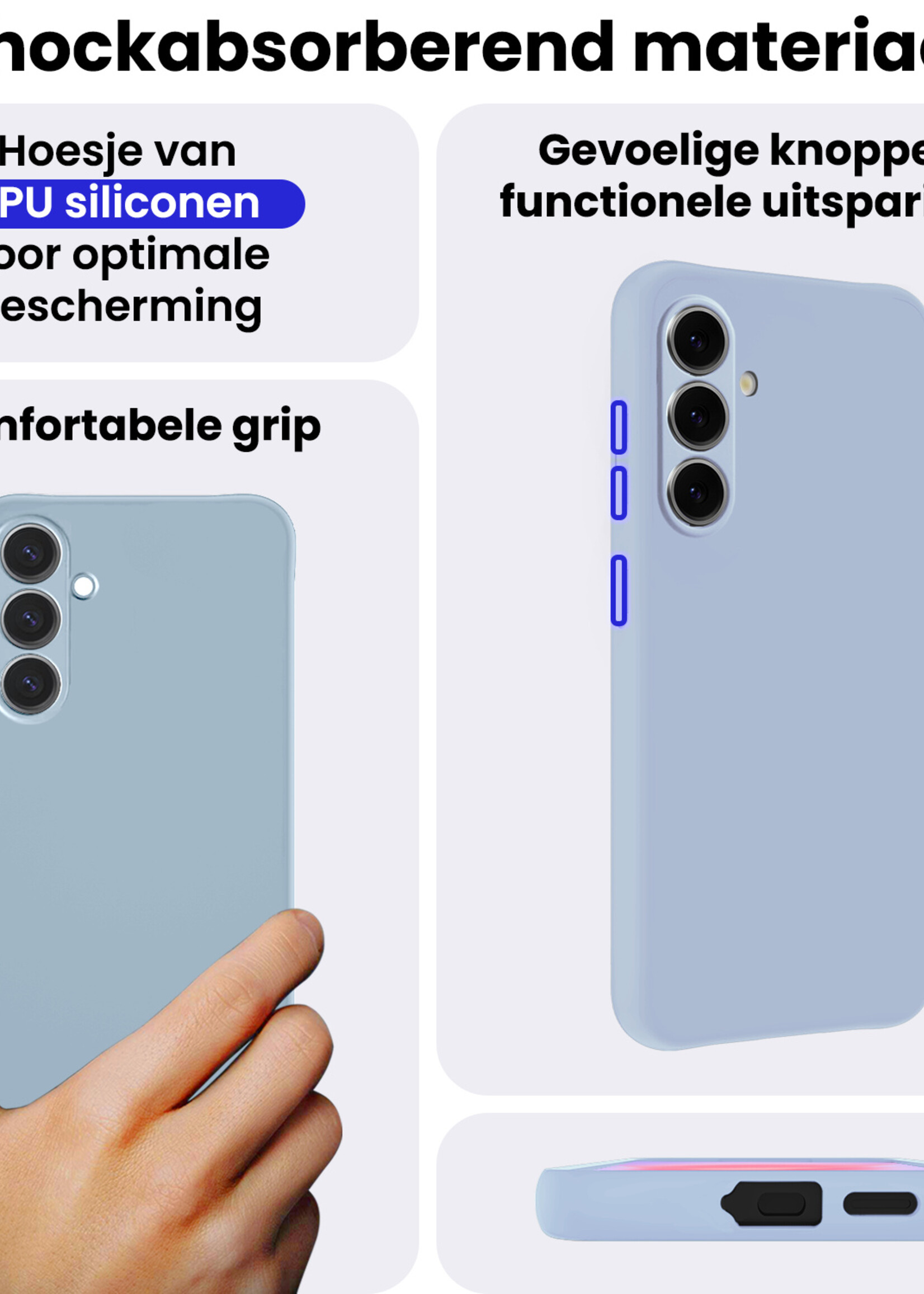 BTH BTH Samsung Galaxy A37 Hoesje Siliconen Met 2x Screenprotector - Lichtblauw