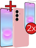 BTH BTH Samsung Galaxy A37 Hoesje Siliconen Met 2x Screenprotector - Lichtroze