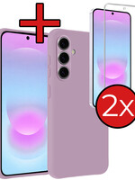 BTH BTH Samsung Galaxy A37 Hoesje Siliconen Met 2x Screenprotector - Lila