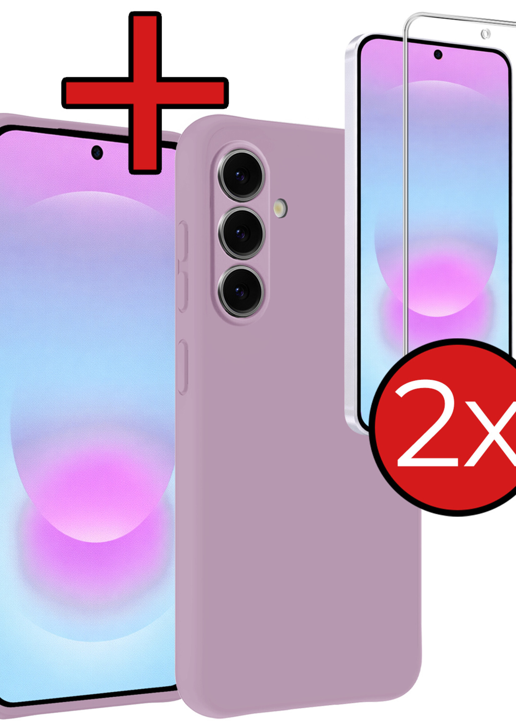 BTH BTH Samsung Galaxy A37 Hoesje Siliconen Met 2x Screenprotector - Lila