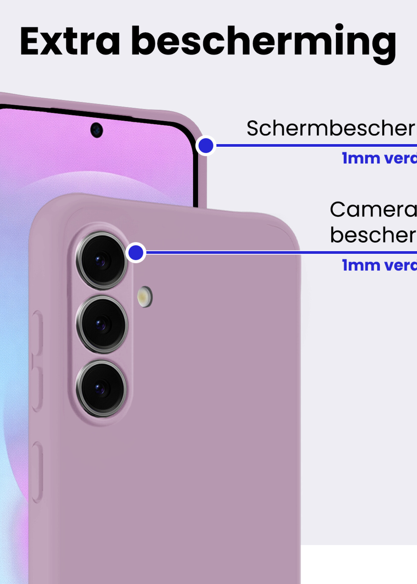 BTH BTH Samsung Galaxy A37 Hoesje Siliconen Met 2x Screenprotector - Lila