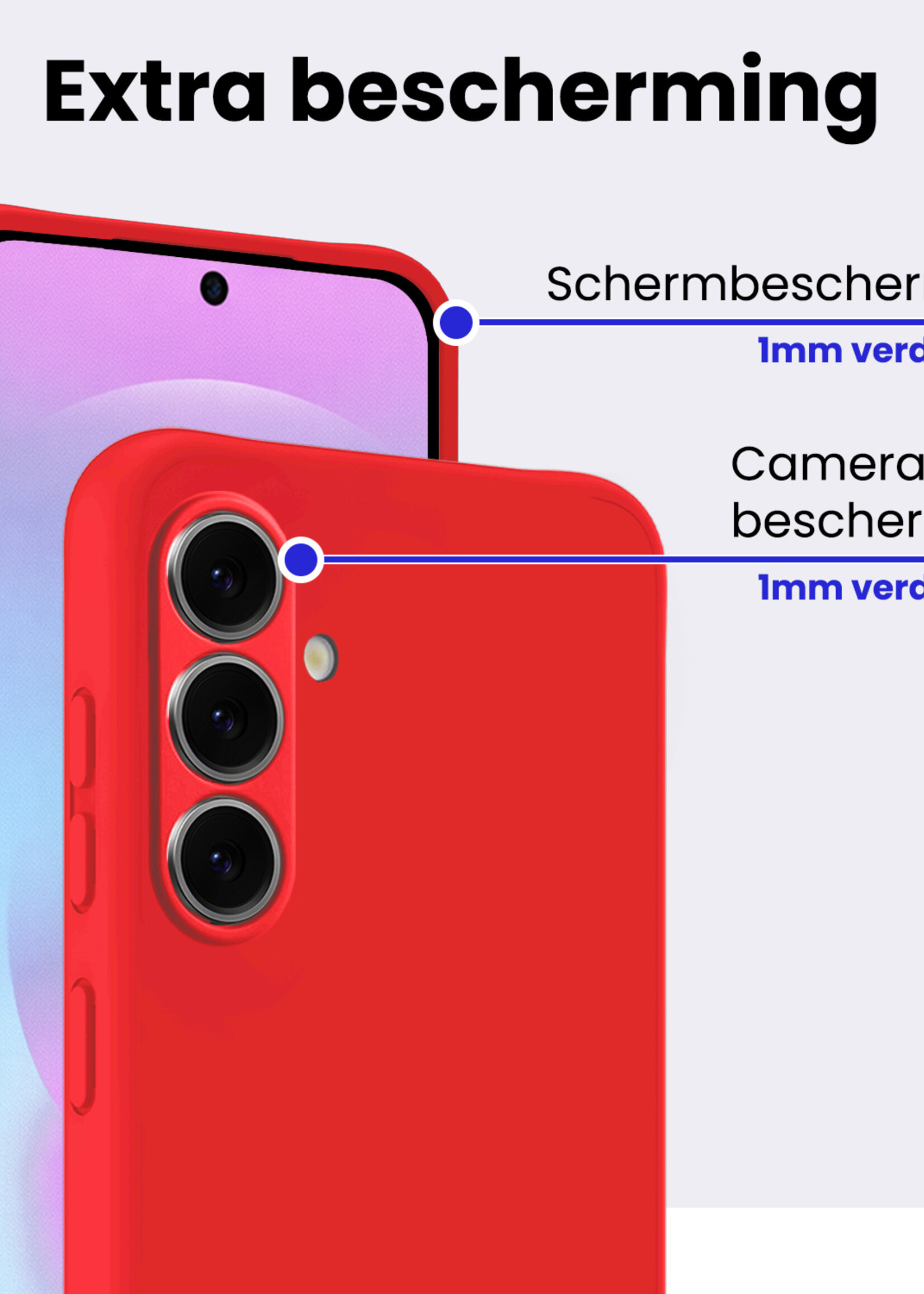 BTH BTH Samsung Galaxy A37 Hoesje Siliconen Met 2x Screenprotector - Rood