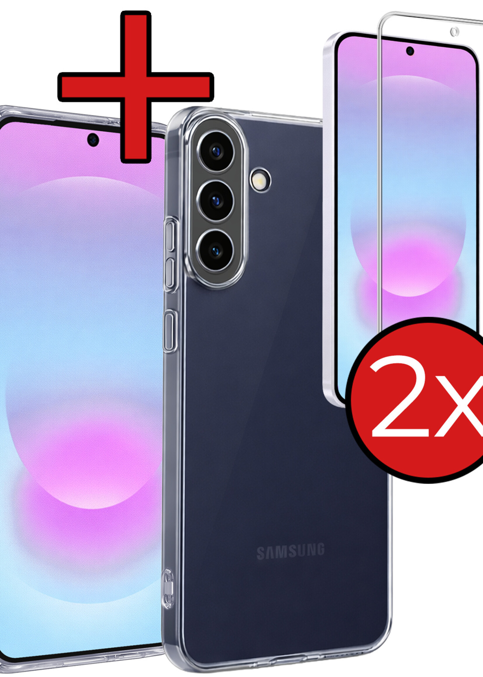 BTH BTH Samsung Galaxy A37 Hoesje Siliconen Met 2x Screenprotector - Transparant