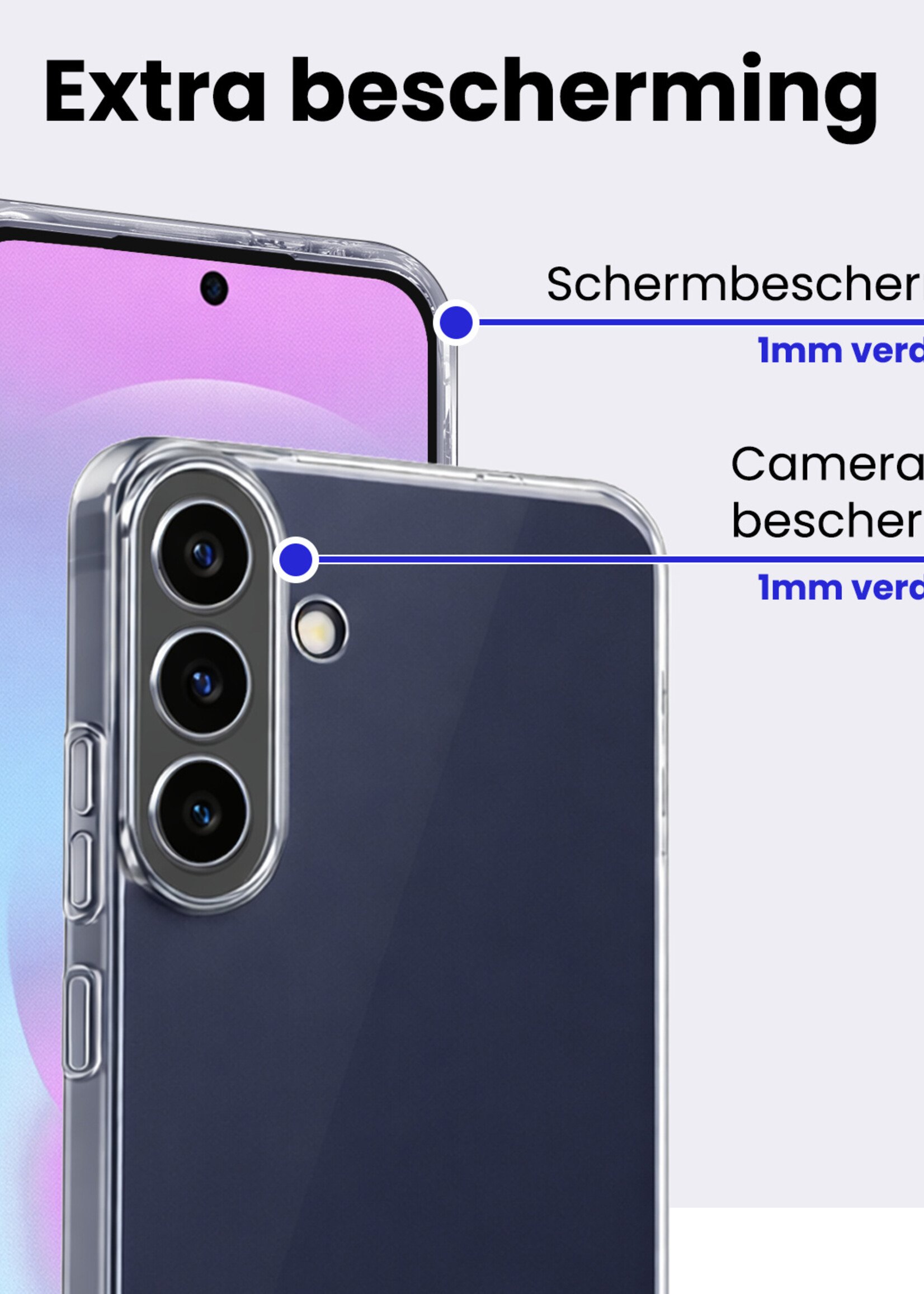 BTH BTH Samsung Galaxy A37 Hoesje Siliconen Met 2x Screenprotector - Transparant