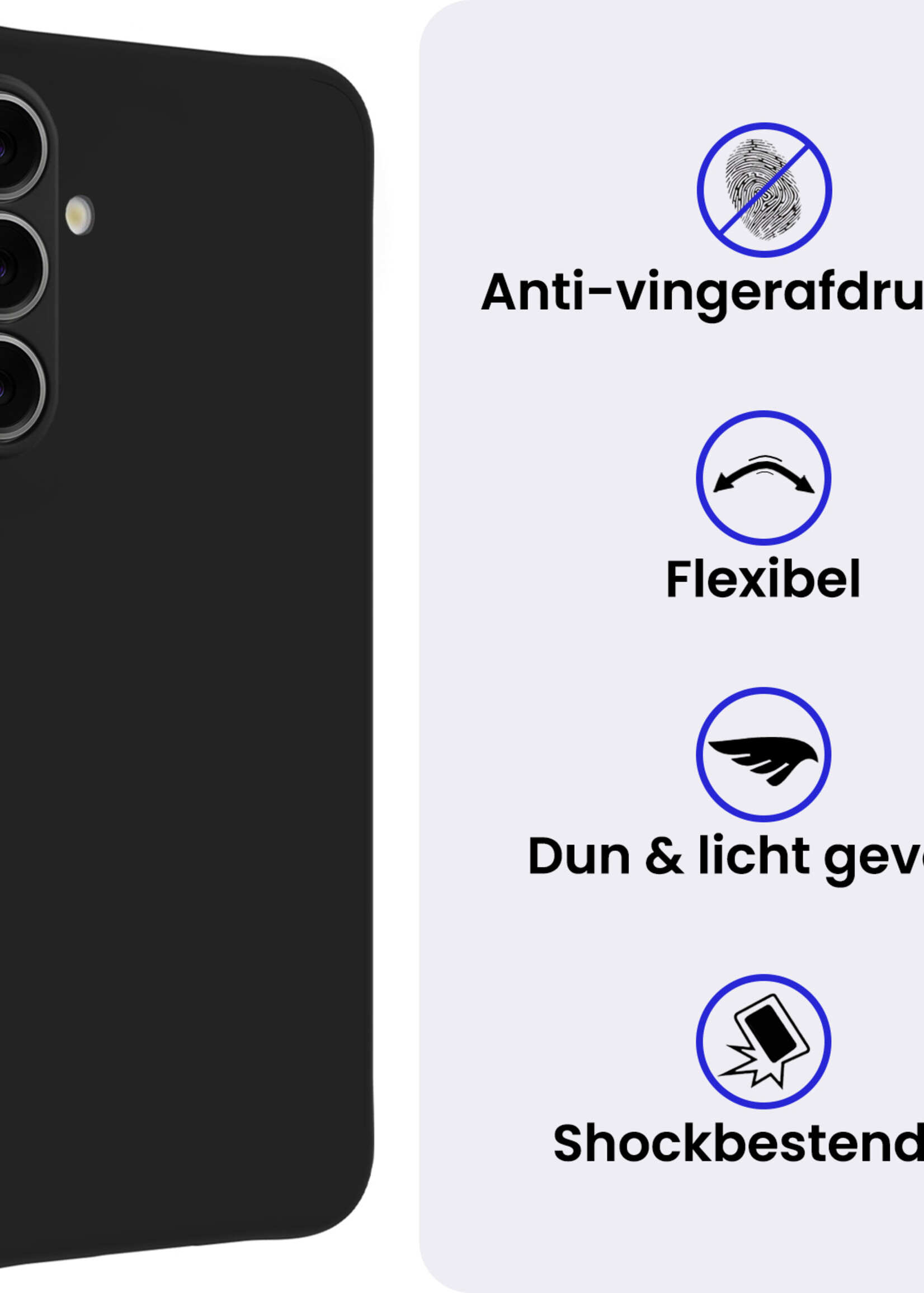 BTH BTH Samsung Galaxy A37 Hoesje Siliconen Met 2x Screenprotector - Zwart