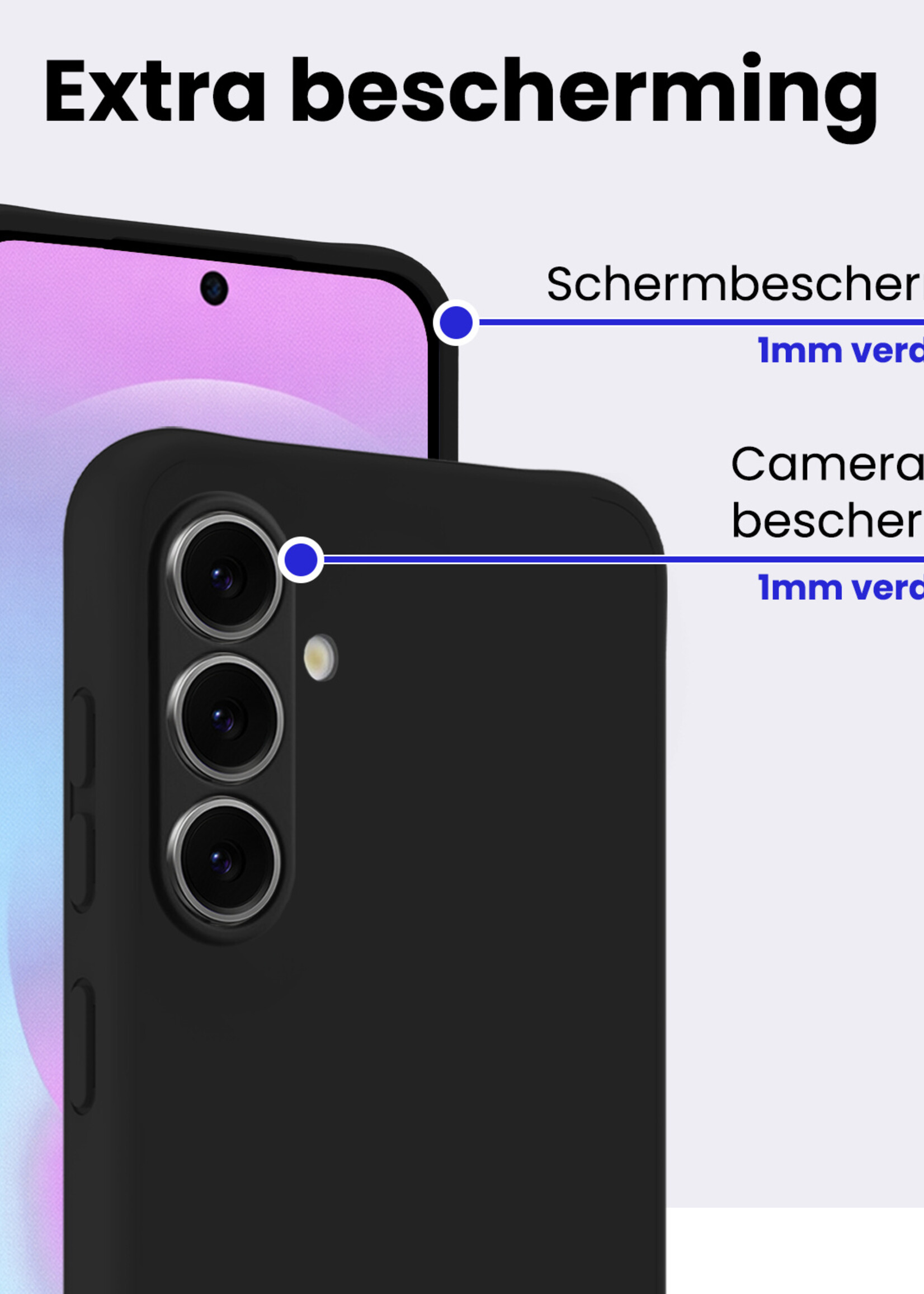 BTH BTH Samsung Galaxy A37 Hoesje Siliconen Met 2x Screenprotector - Zwart