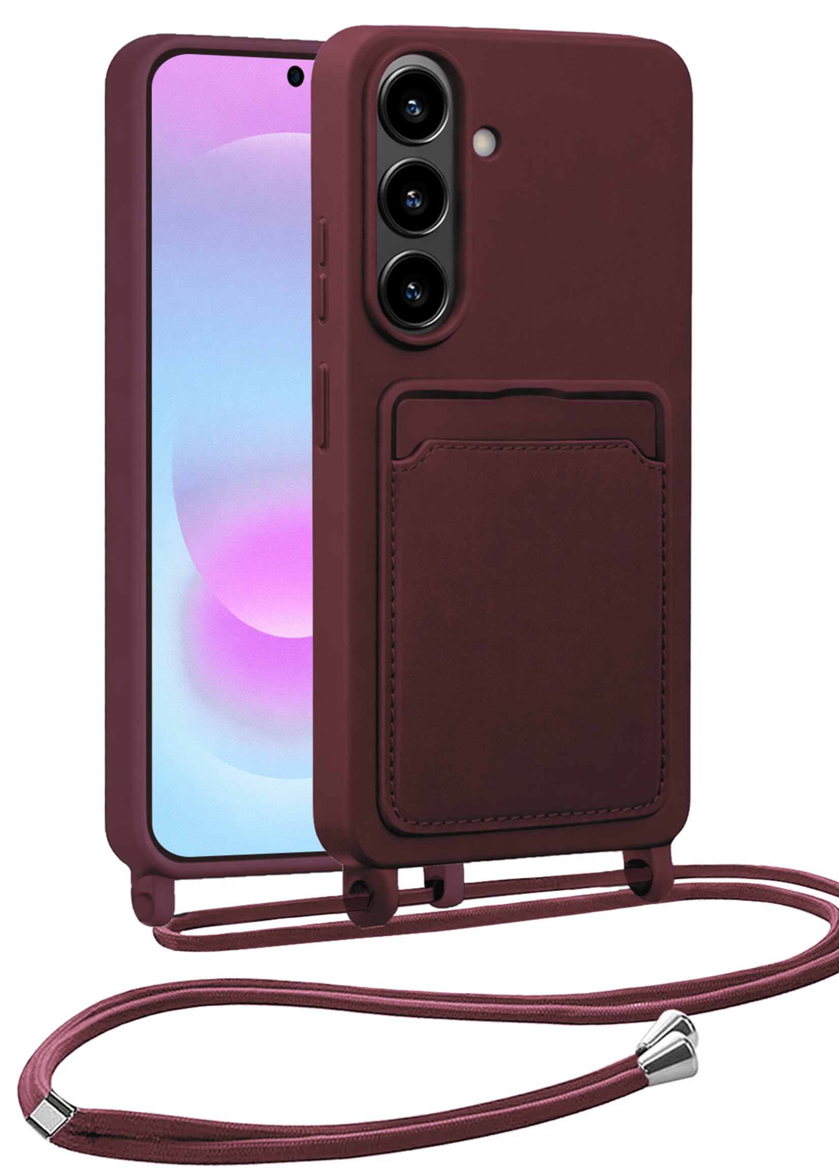 BTH BTH Samsung Galaxy A37 Hoesje Pashouder met Koord - Aubergine