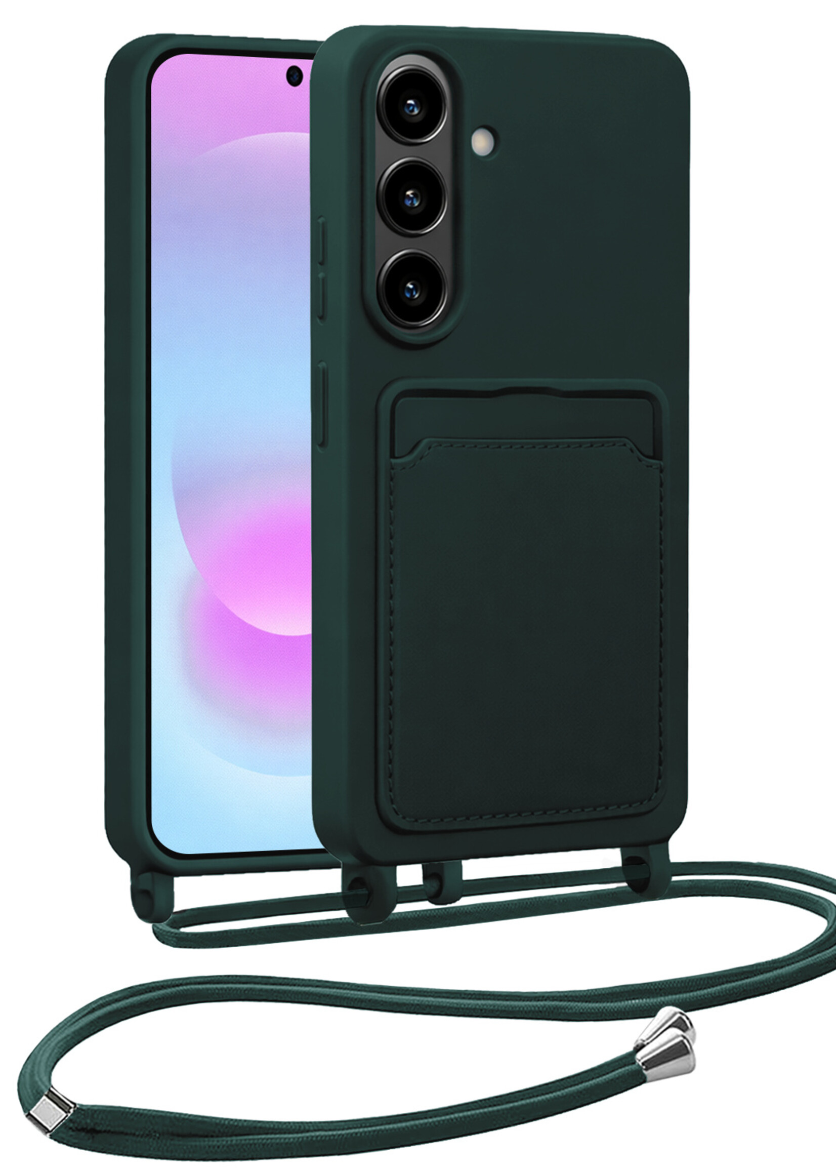 BTH BTH Samsung Galaxy A37 Hoesje Pashouder met Koord - Donkergroen