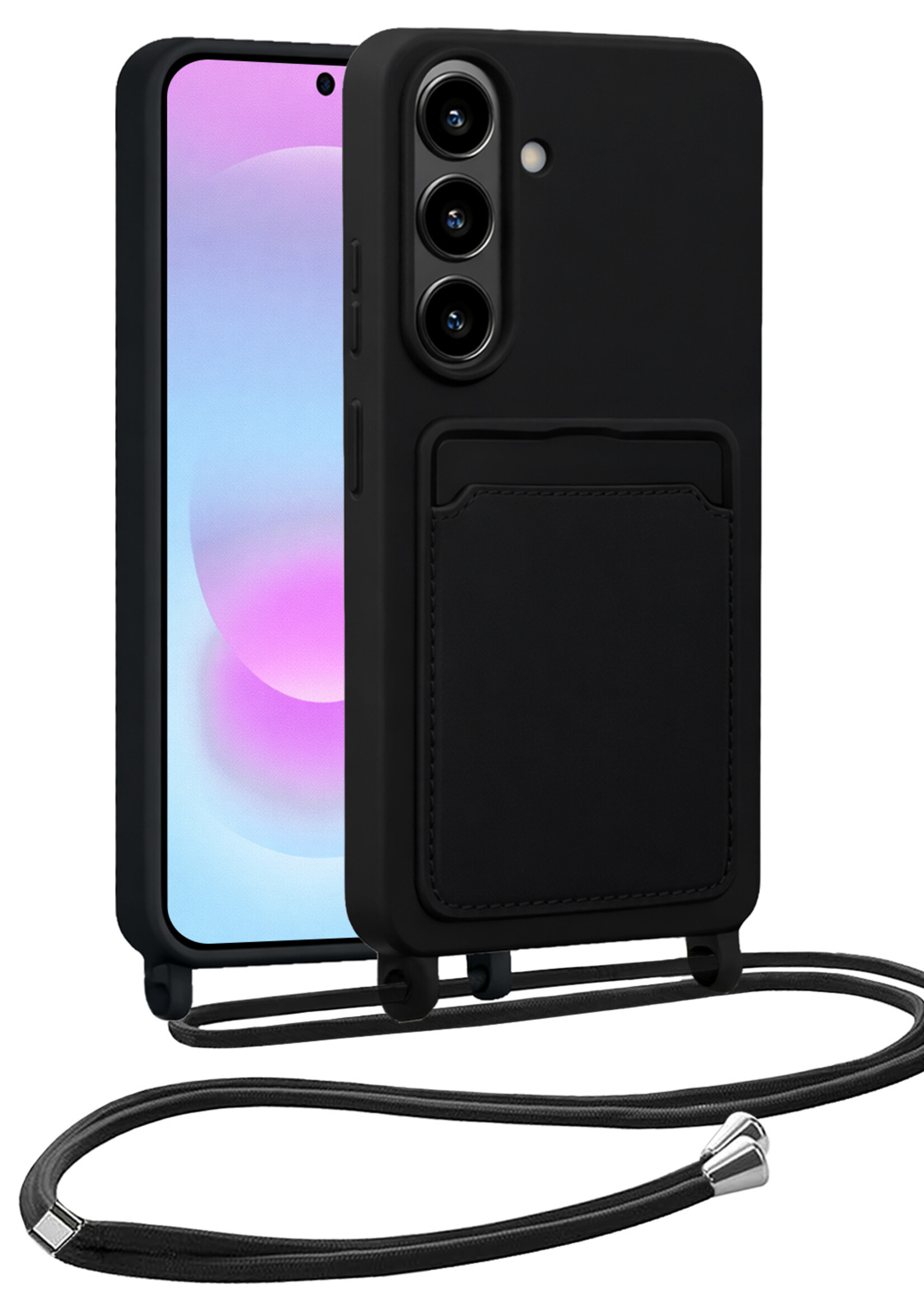 BTH BTH Samsung Galaxy A37 Hoesje Pashouder met Koord - Zwart