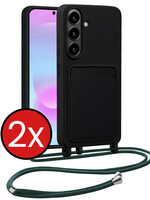 BTH BTH Samsung Galaxy A37 Hoesje Pashouder met Koord - Zwart - 2 PACK