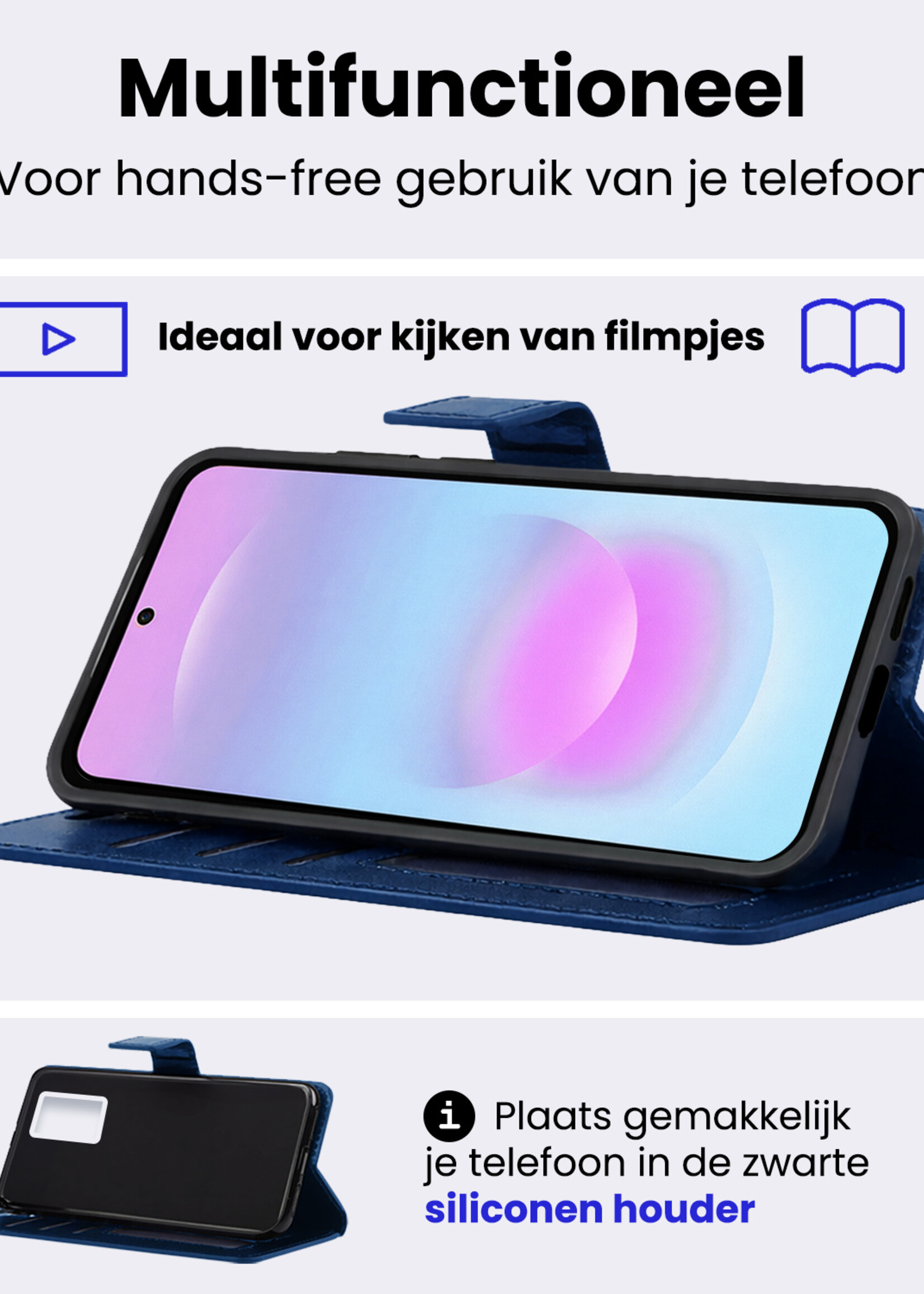 BTH BTH Samsung Galaxy A37 Hoesje Bookcase - Donkerblauw