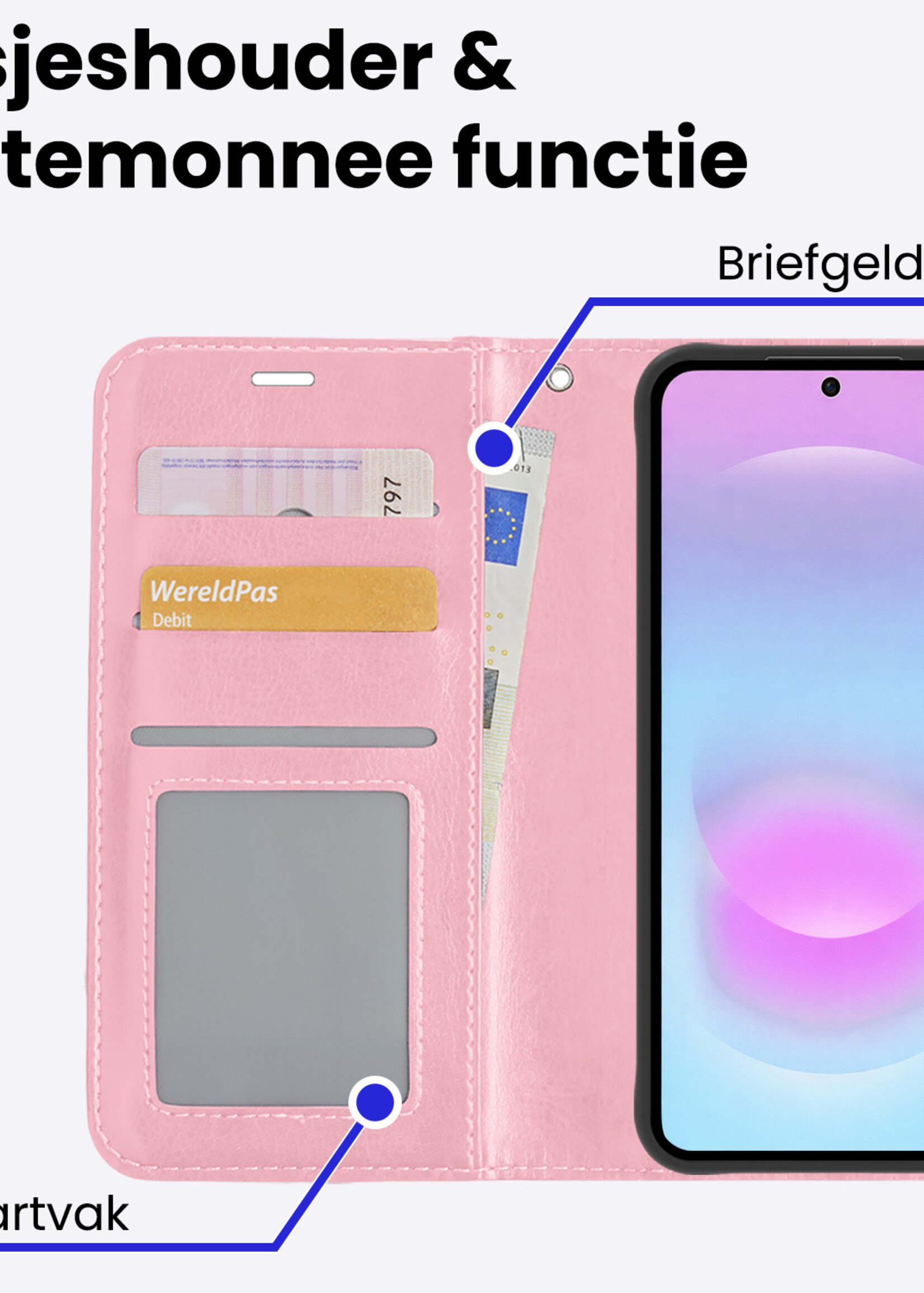 BTH BTH Samsung Galaxy A37 Hoesje Bookcase - Lichtroze