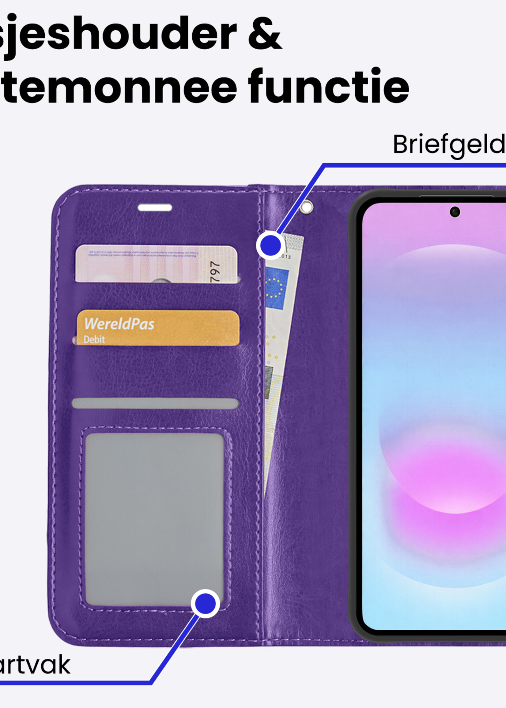 BTH BTH Samsung Galaxy A37 Hoesje Bookcase - Paars