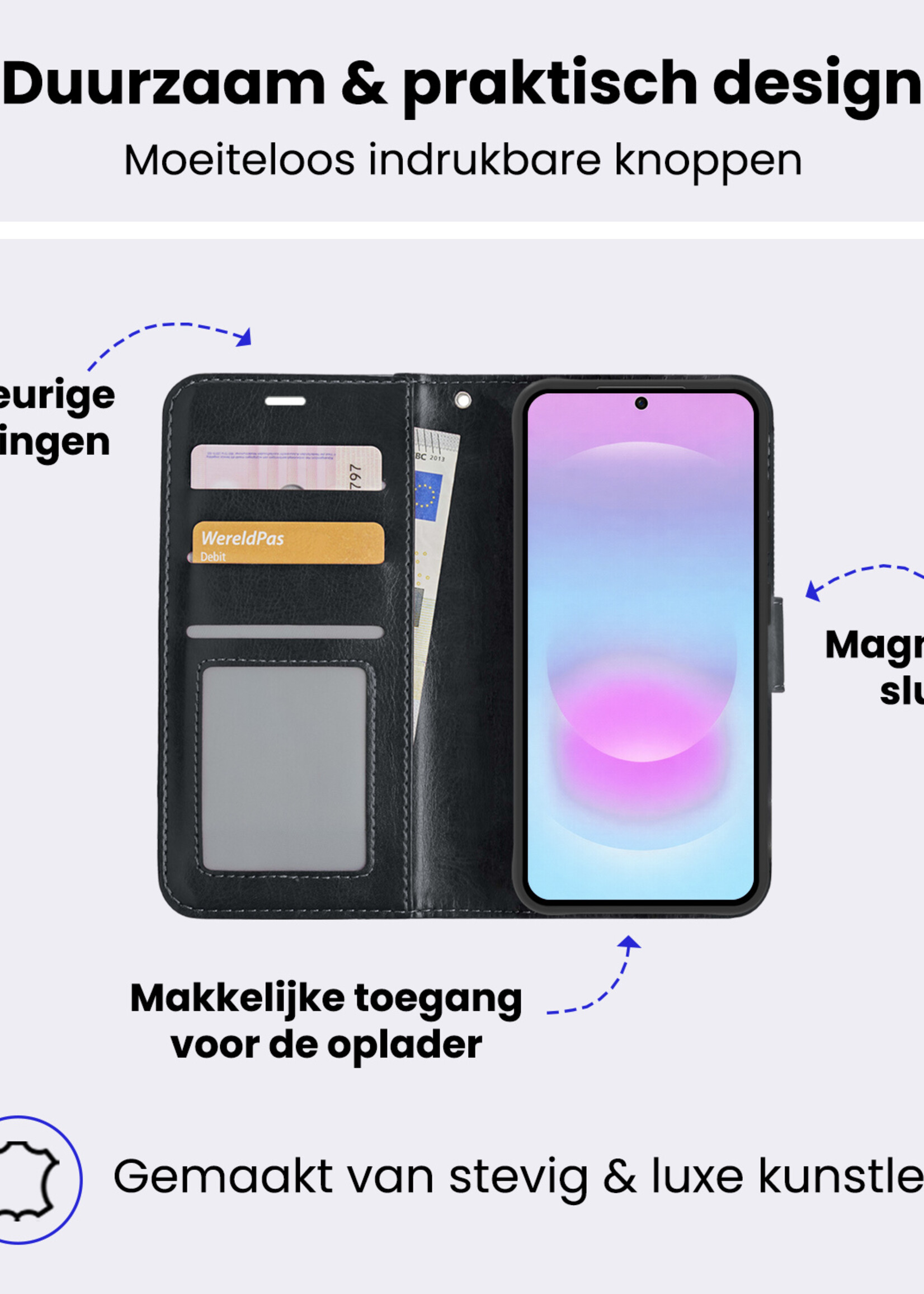 BTH BTH Samsung Galaxy A37 Hoesje Bookcase - Zwart