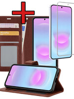 BTH BTH Samsung Galaxy A37 Hoesje Bookcase Met Screenprotector - Bruin