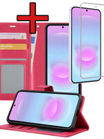 BTH BTH Samsung Galaxy A37 Hoesje Bookcase Met Screenprotector - Donkerroze