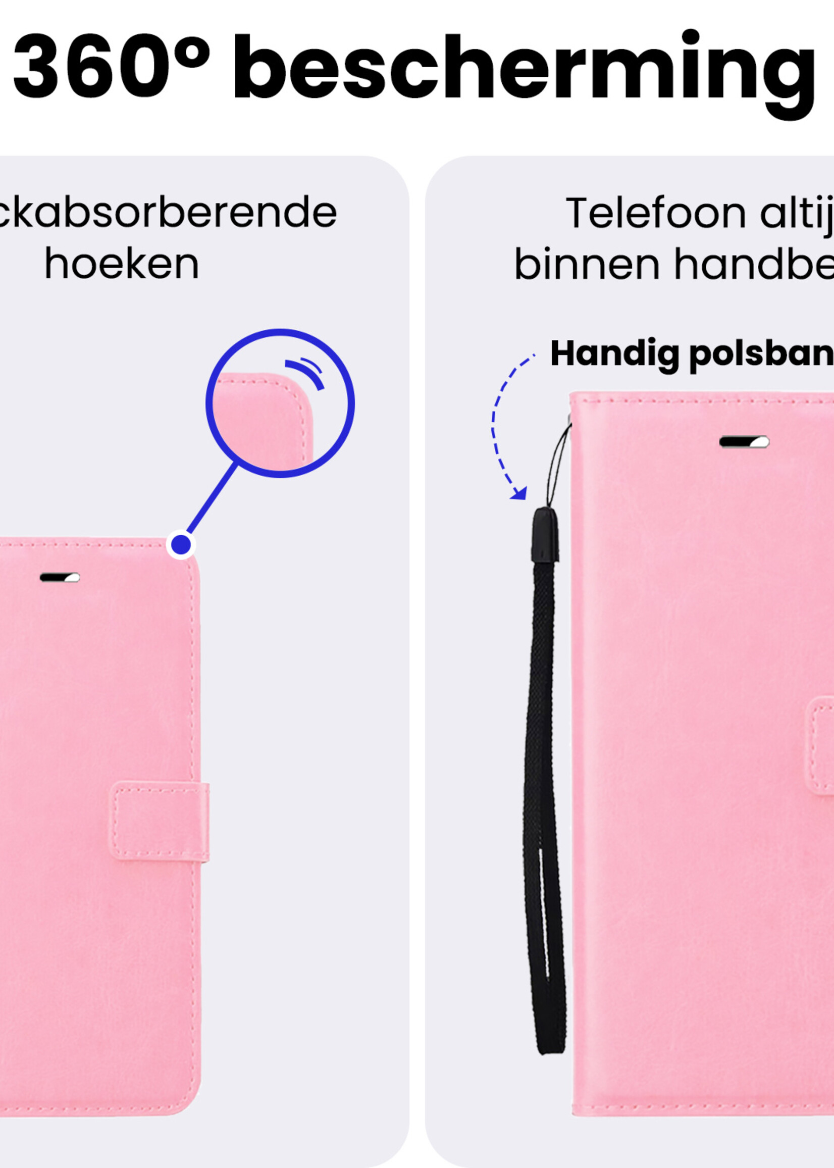 BTH BTH Samsung Galaxy A37 Hoesje Bookcase Met Screenprotector - Lichtroze