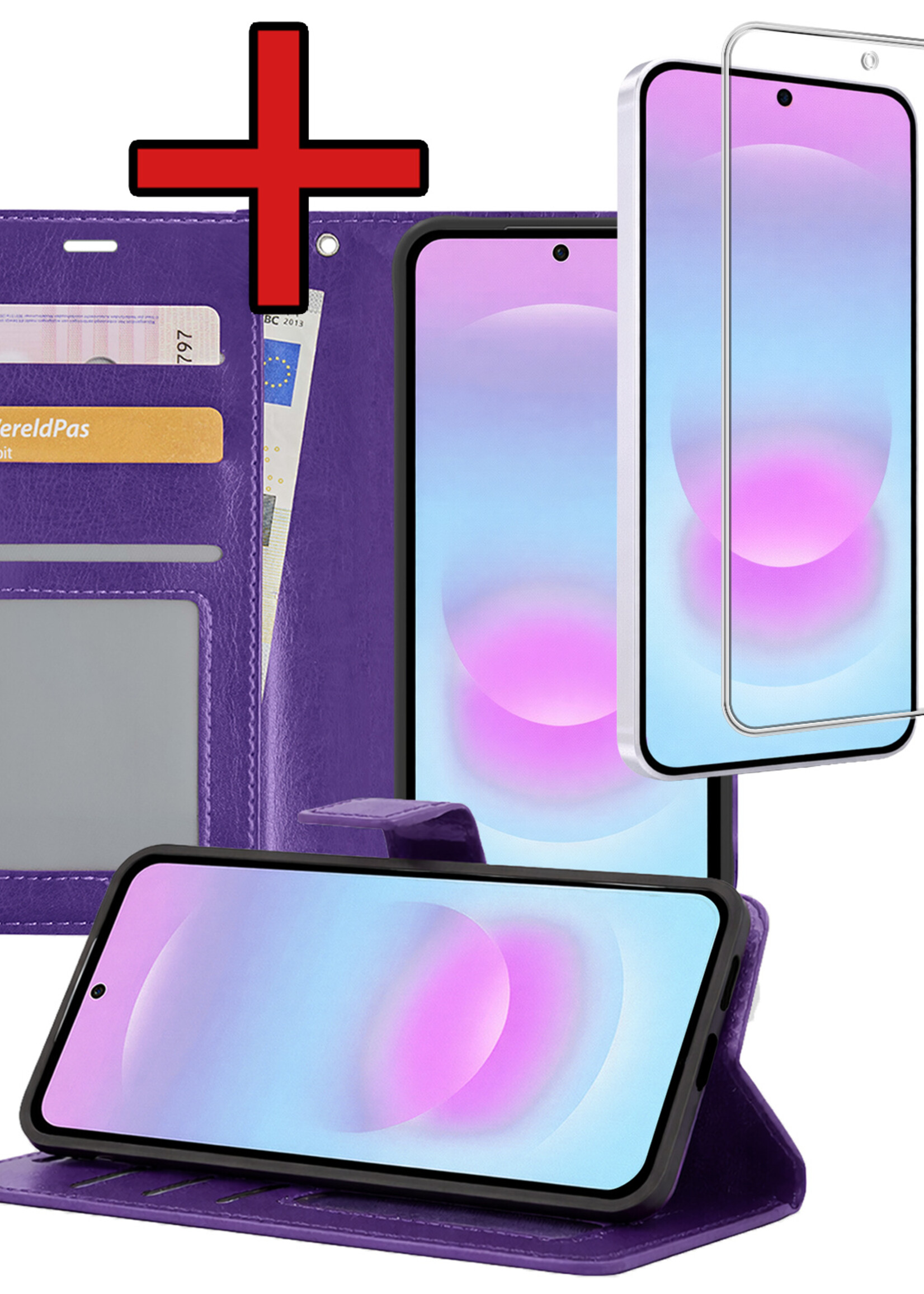 BTH BTH Samsung Galaxy A37 Hoesje Bookcase Met Screenprotector - Paars