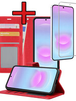 BTH BTH Samsung Galaxy A37 Hoesje Bookcase Met Screenprotector - Rood