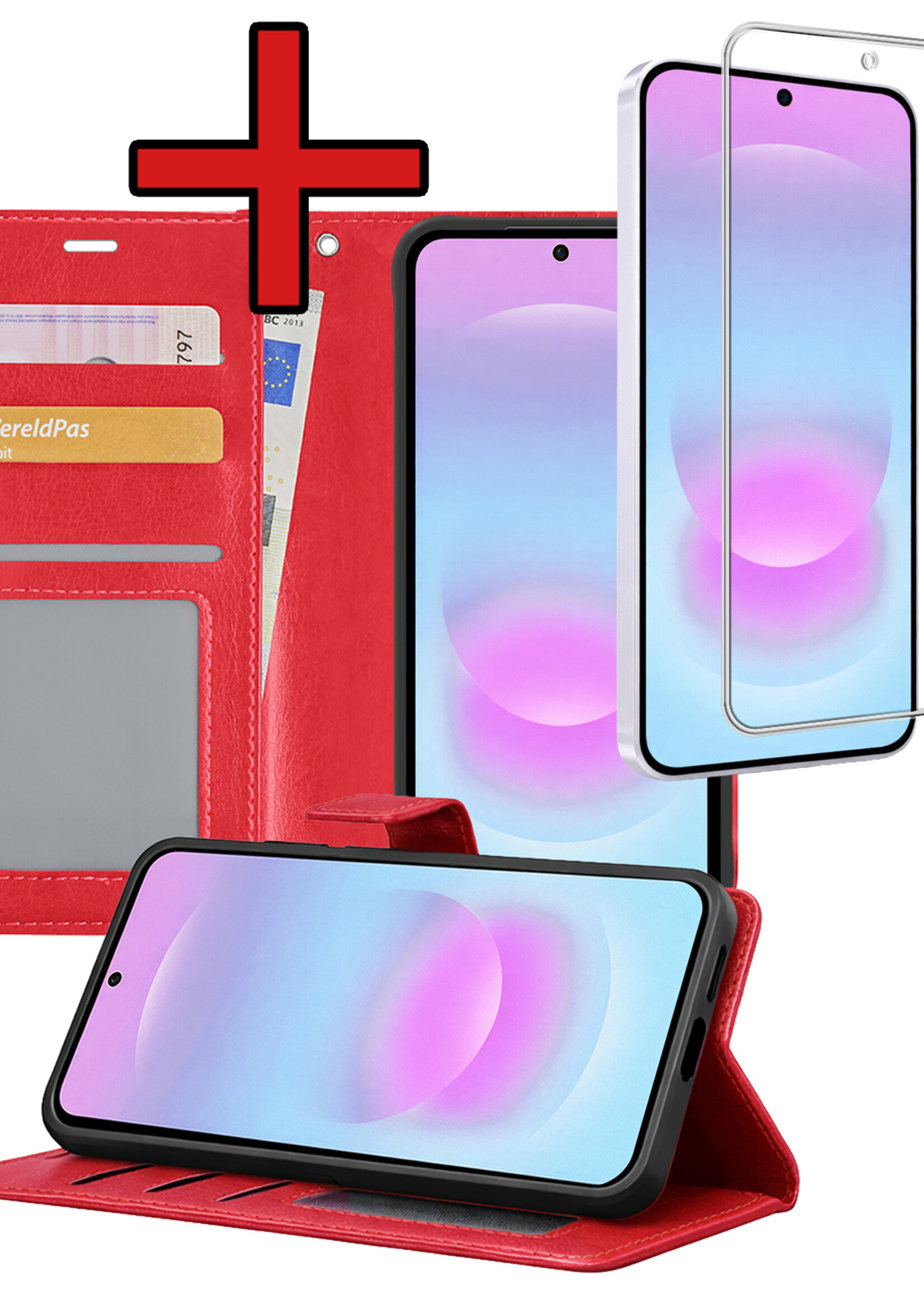 BTH BTH Samsung Galaxy A37 Hoesje Bookcase Met Screenprotector - Rood