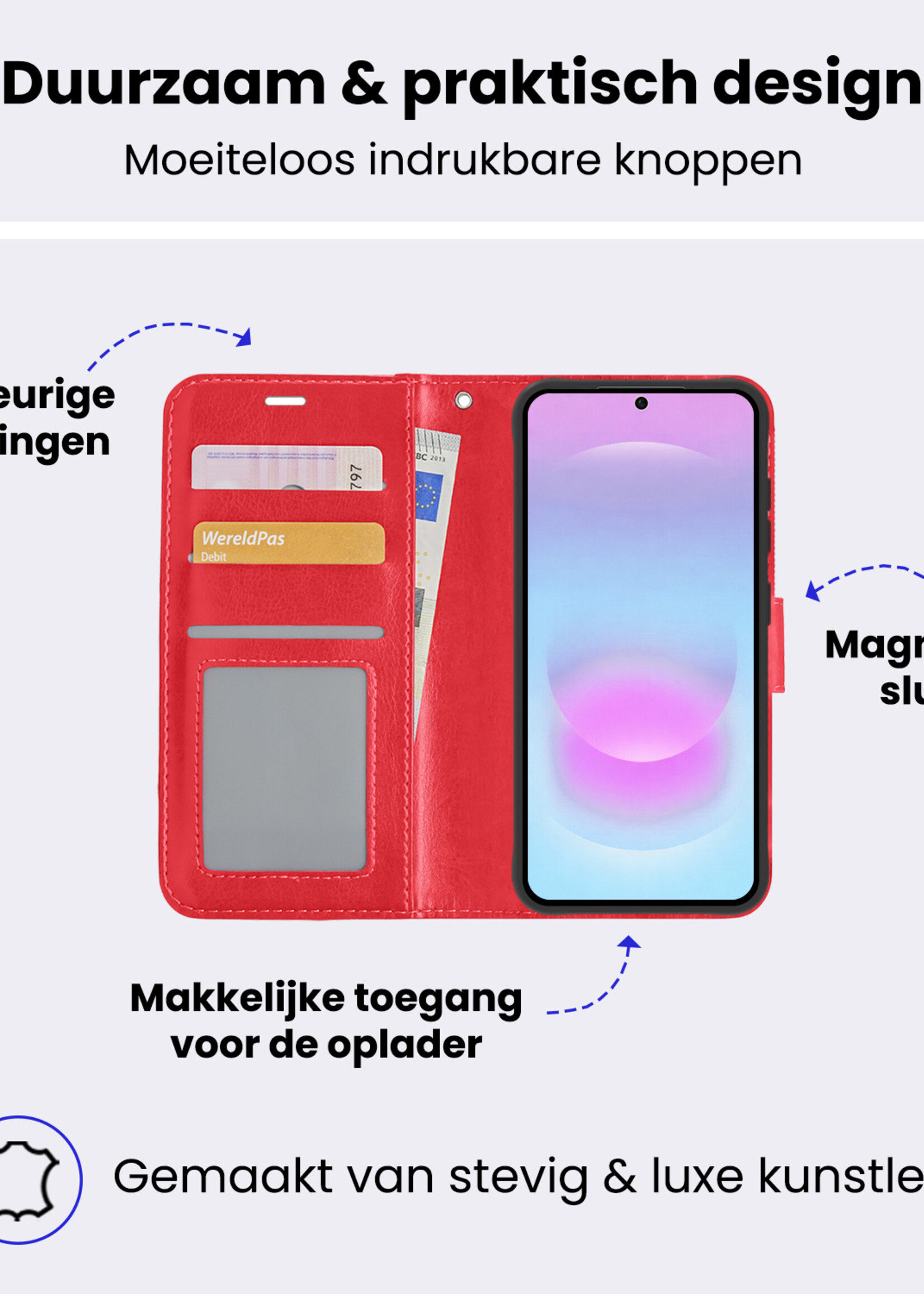 BTH BTH Samsung Galaxy A37 Hoesje Bookcase Met Screenprotector - Rood