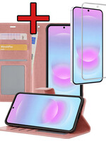 BTH BTH Samsung Galaxy A37 Hoesje Bookcase Met Screenprotector - Rose Goud