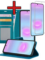 BTH BTH Samsung Galaxy A37 Hoesje Bookcase Met Screenprotector - Turquoise