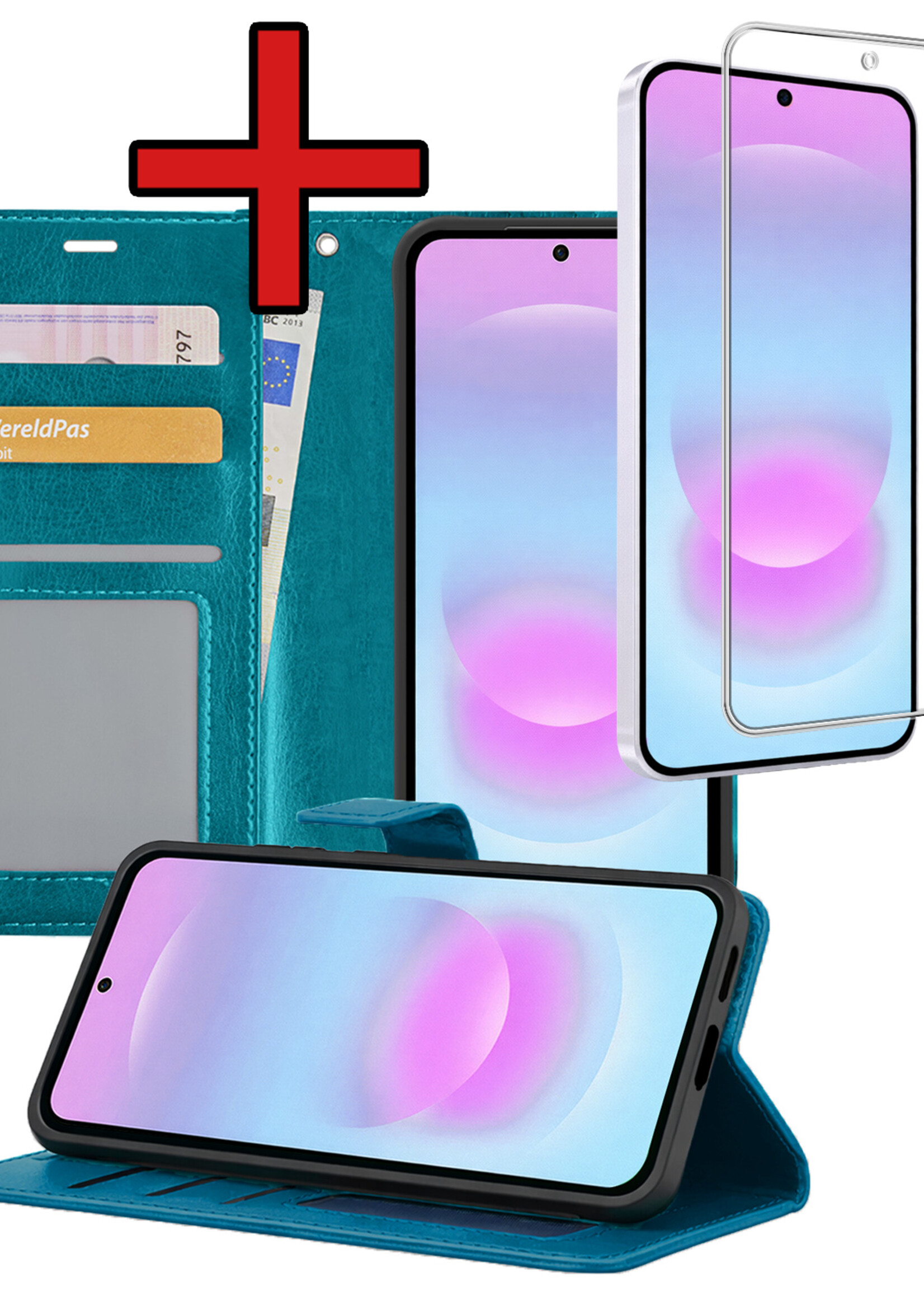 BTH BTH Samsung Galaxy A37 Hoesje Bookcase Met Screenprotector - Turquoise