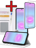 BTH BTH Samsung Galaxy A37 Hoesje Bookcase Met Screenprotector - Wit