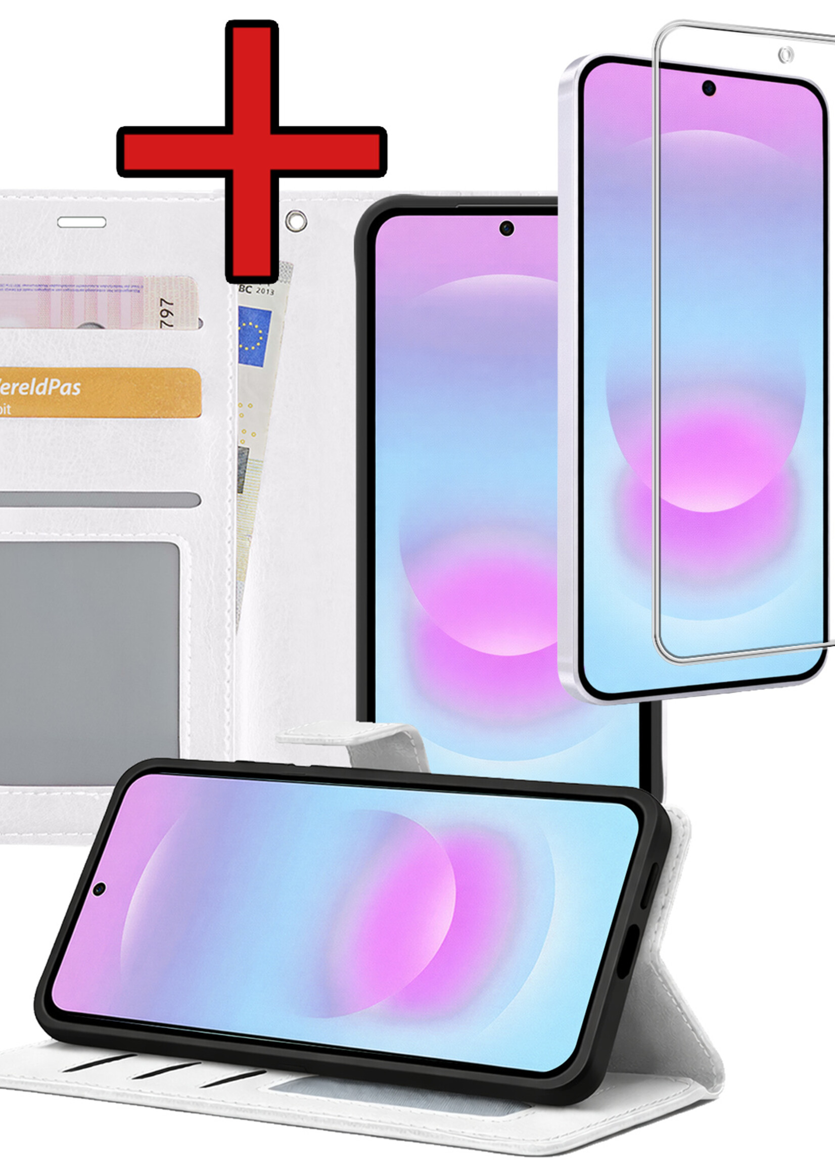 BTH BTH Samsung Galaxy A37 Hoesje Bookcase Met Screenprotector - Wit