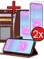 BTH BTH Samsung Galaxy A37 Hoesje Bookcase Met 2x Screenprotector - Bruin