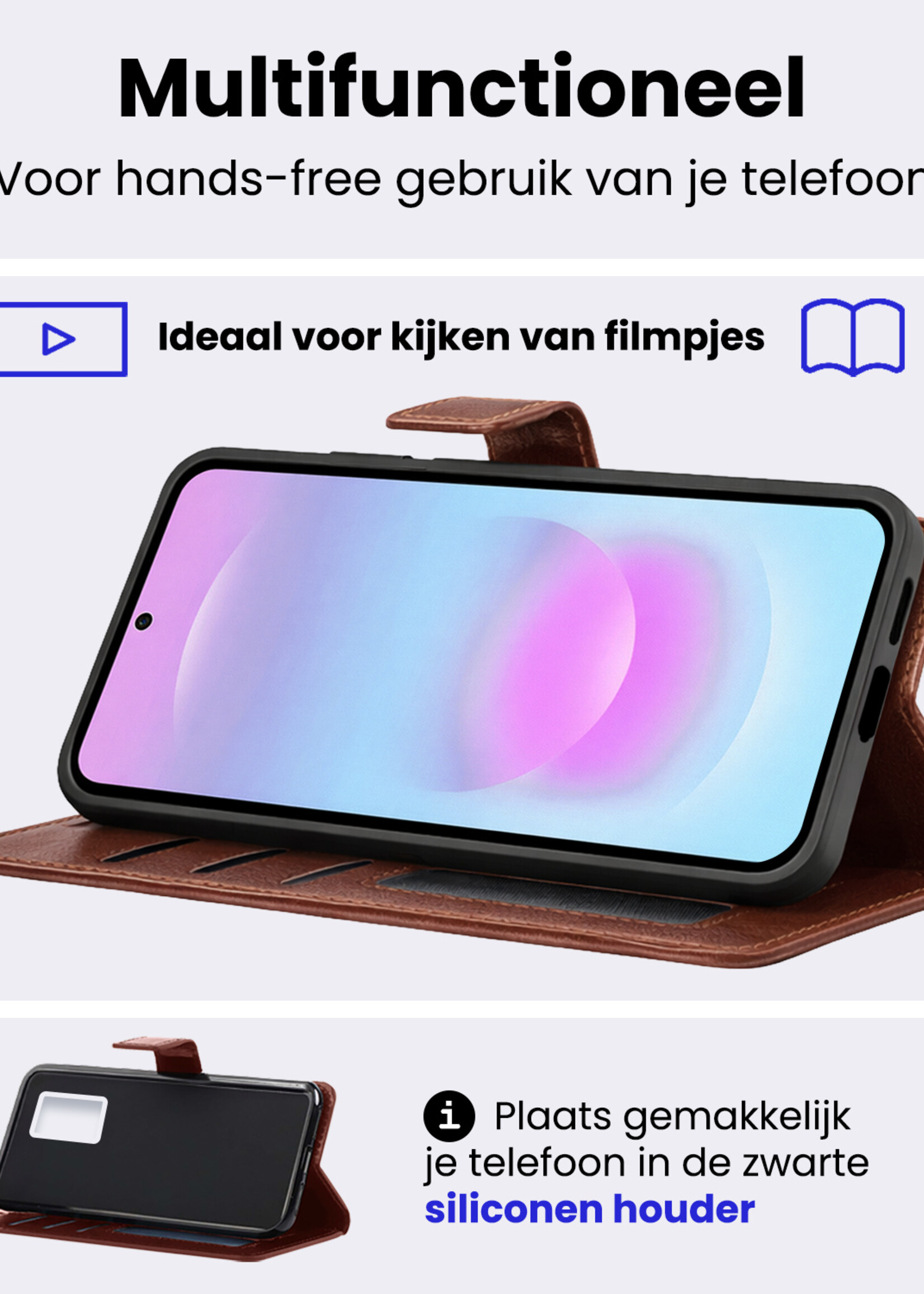 BTH BTH Samsung Galaxy A37 Hoesje Bookcase Met 2x Screenprotector - Bruin